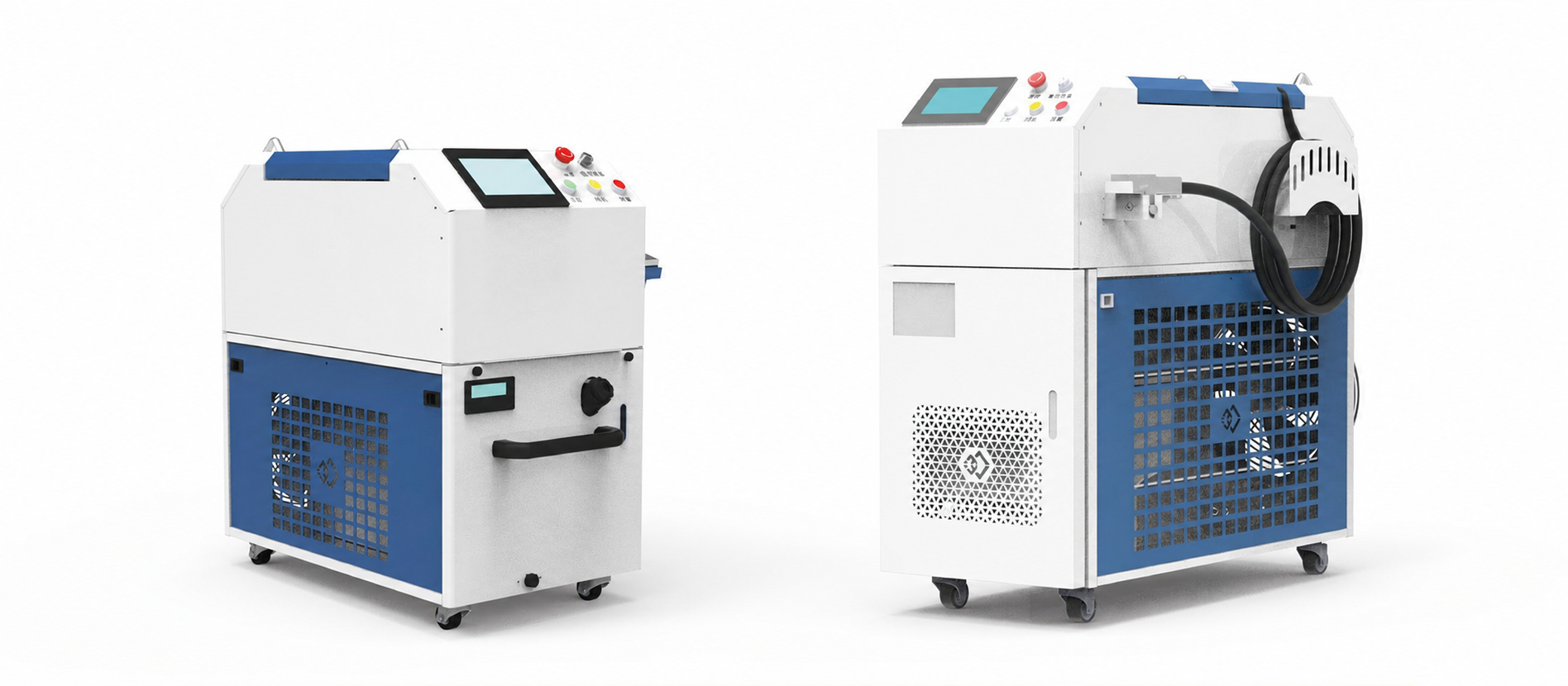 High-power continuous laser cleaning machines with industrial cabinet enclosures