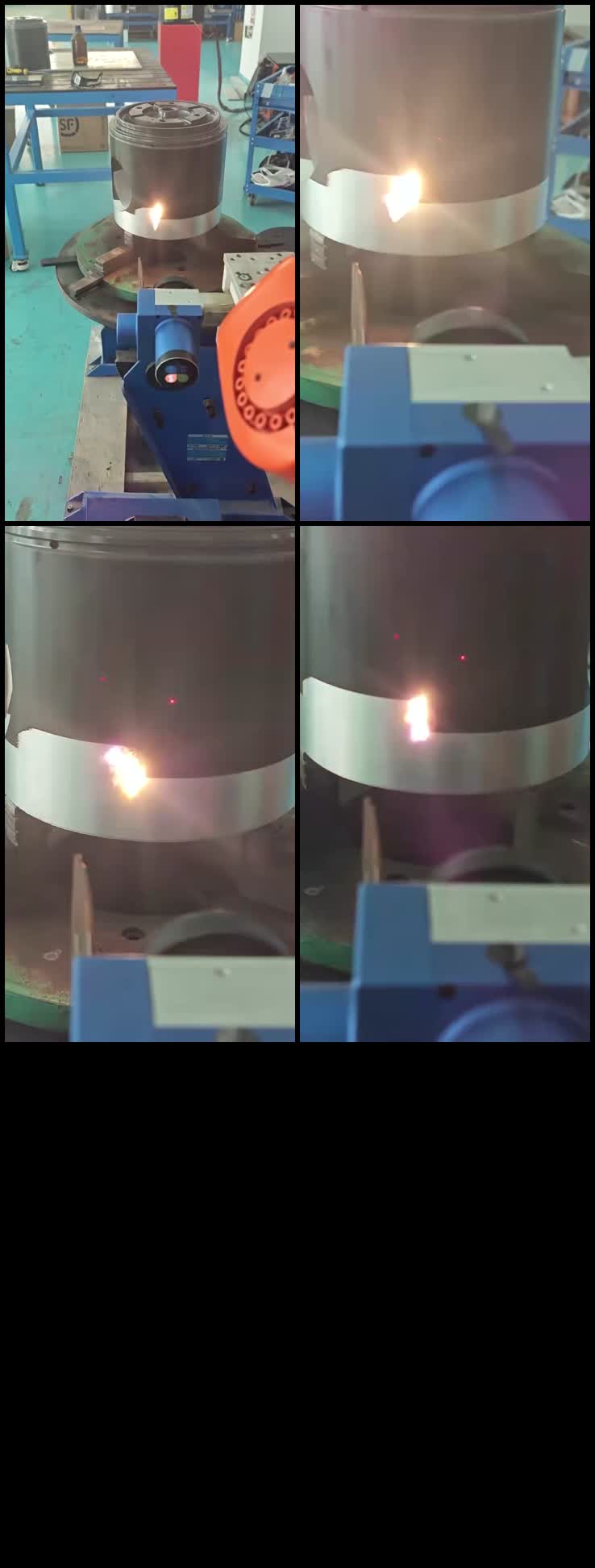 Rotary laser cleaning demonstration on a cylindrical metal part